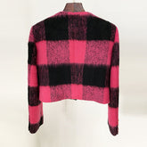 Veste courte en laine à carreaux, col rond, boutonnée, asymétrique et irrégulière, style Daikin
